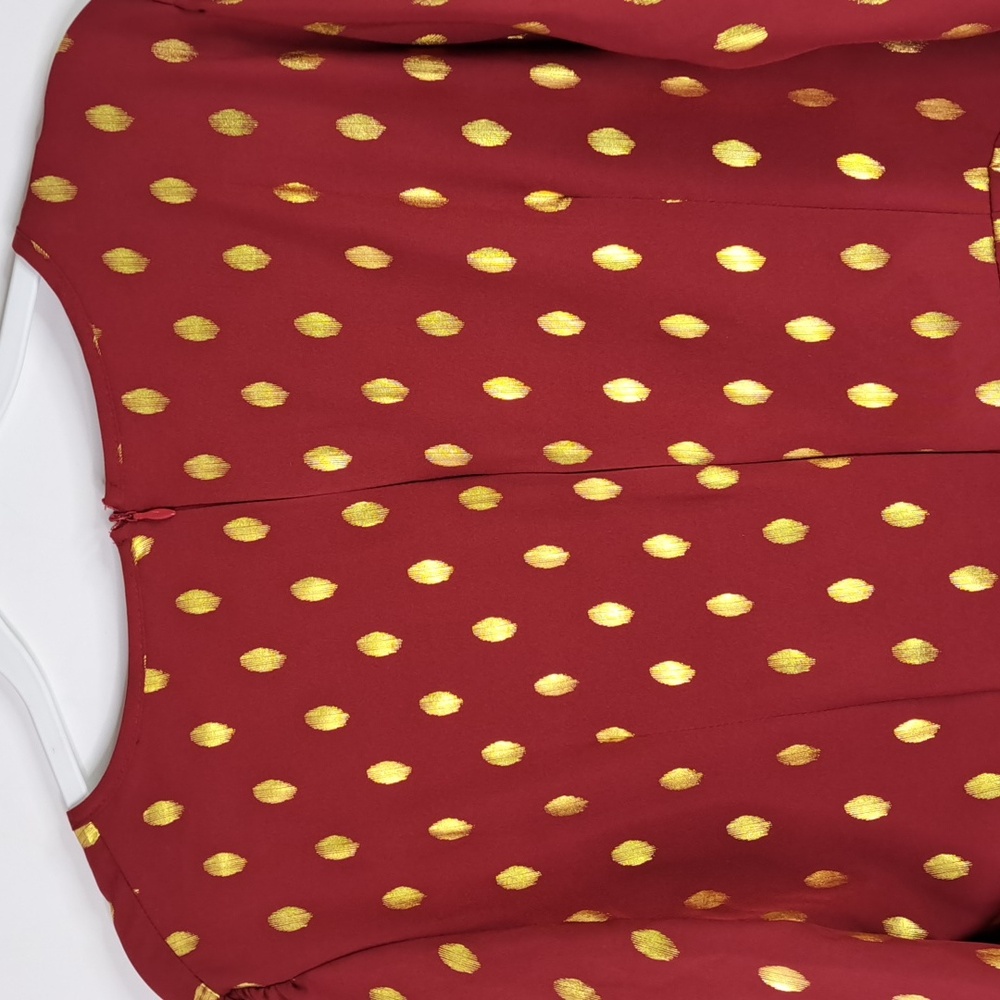 SHEIN Gold Dots Burgundy Red Tunic Size XL US 12 - Picture 5 of 15